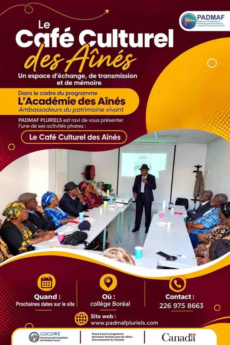 Atelier du Café Culturel des Aînés organisé par PADMAF Pluriels au Collège Boréal pour échanger et partager le patrimoine.